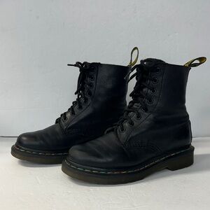 Dr. Martens 1460 Pascal Rainbow Stitch Black Leather Boots Size 6 EU 37